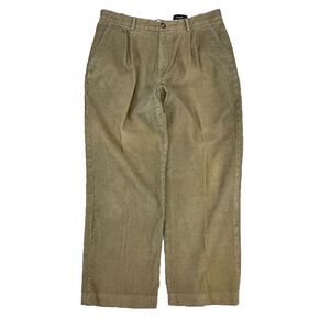 Vintage 90s Y2K Eddie Bauer Mens 34x30 Corduroy Pants Pleated Tan Khaki Straight